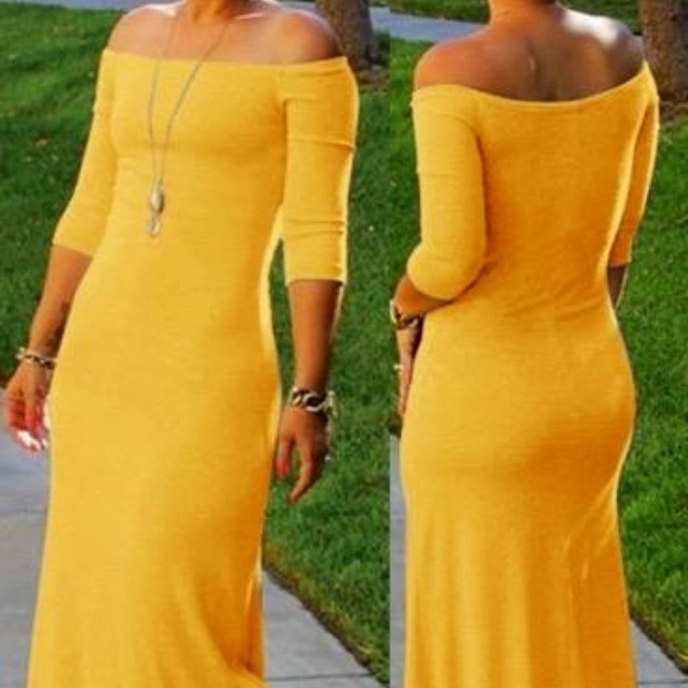 Bohemian Dew Shoulder Yellow Maxi Dress